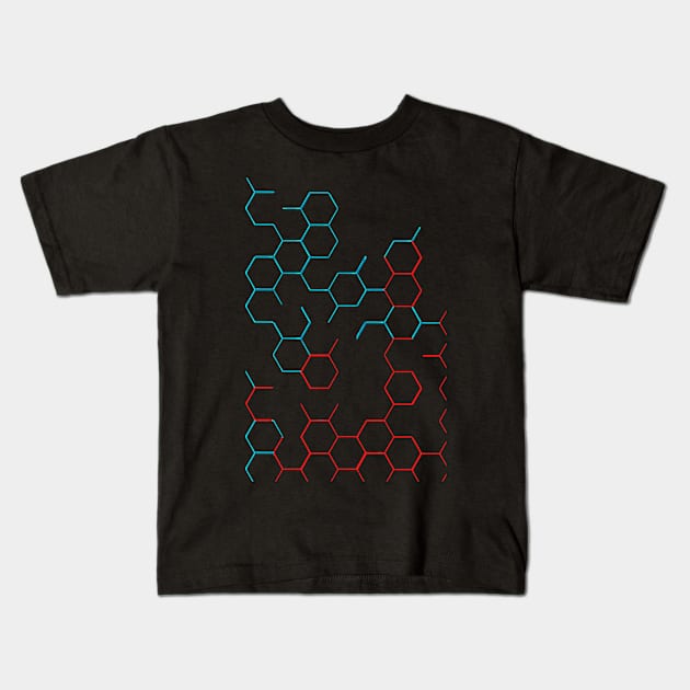 Blue And Red Honeycomb Kids T-Shirt by elfinova